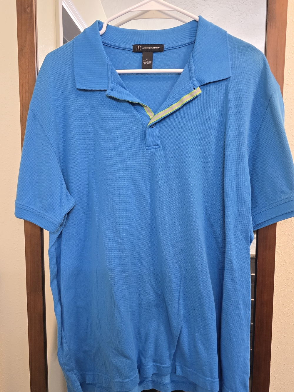 INC International Concepts Men's Bright Blue Polo with Subtle Trim